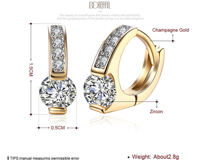 Kolczyki wiszące DOTEFFIL 925 srebro, cyrkonie AAA, 18K złoty diament - biżuteria ślubna i zaręczynowa - Wianko - 5