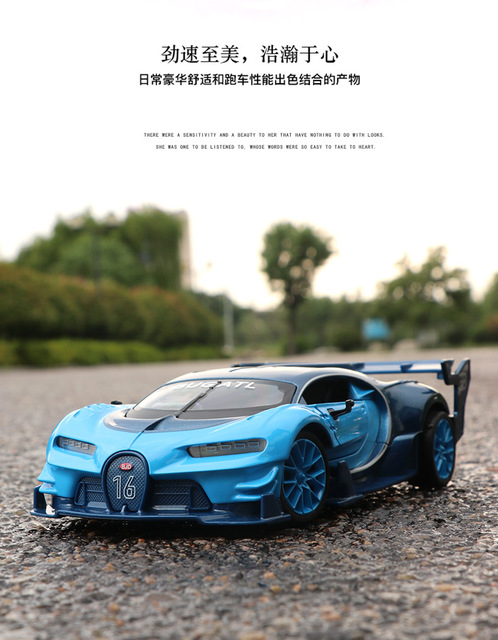 Bugatti GT 1:24 - zabawkowy model sportowego samochodu Diecast z napędem Pull Back, metalowe koła, symulacja samochodu, kolekcjonerska zabawka dla dzieci - Wianko - 1