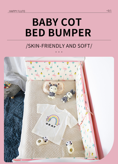 Bawełniane łóżeczko Happyflute dla dziecka z odpinaną osłonką - 120cm x 30cm x 2.5cm - Wianko - 1