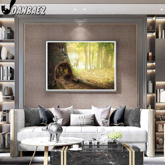 Diamentowy obraz 5D DIY - abstrakcyjny krajobraz scena filmowa - haft krzyżykowy lasu - mozaika - prezent dekoracyjny - Wianko - 16