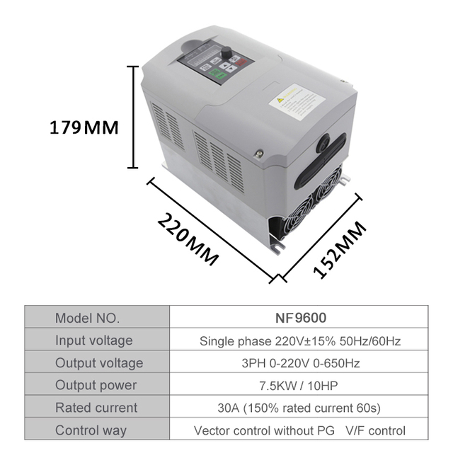 Przetwornica częstotliwości 220v/380v 1.5kw/2.2kw/4kw - 1 wejście, 3 fazy, napęd AC/VSD/VFD/50HZ - Wianko - 7