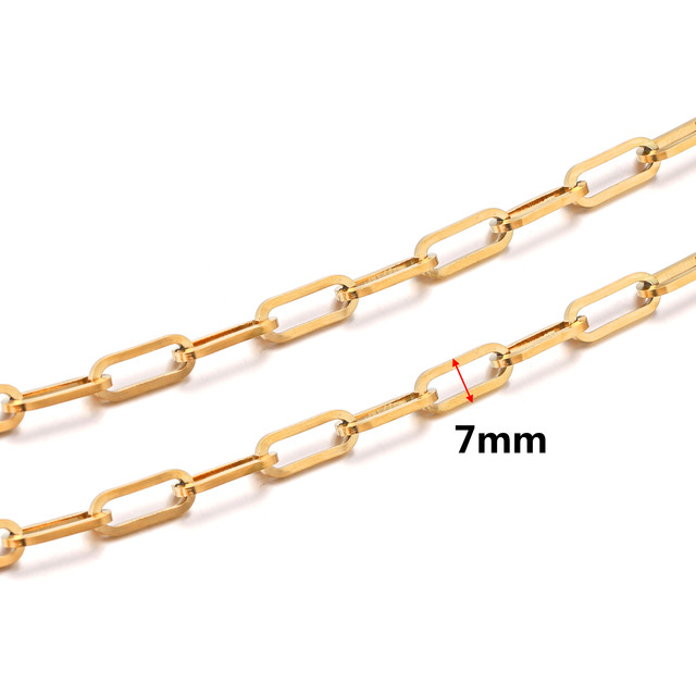 1-metrowy łańcuch kablowy ze stali nierdzewnej, szerokość 7mm, złoty spinacz - idealny do tworzenia długich naszyjników i bransoletek DIY - Wianko - 6