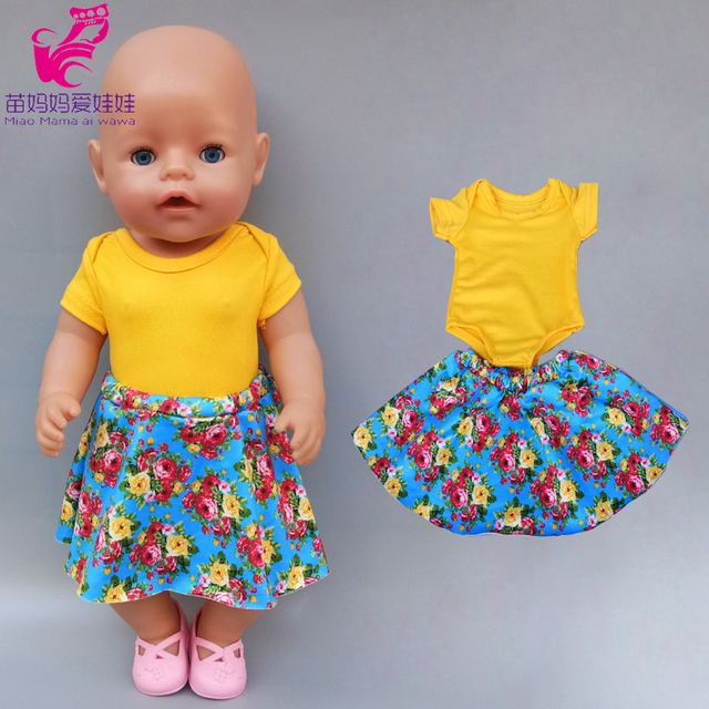 Sukienka z kwiatowym wzorem dla lalek o długości 17 cali, pasująca do noworodkowej lalki o długości 43 cm oraz lalki o długości 18 cali - Wianko - 1