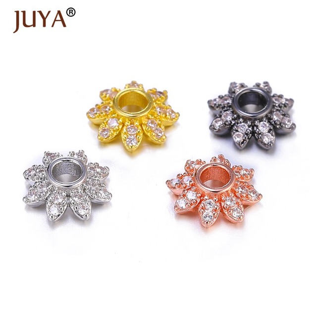 Koralik do biżuterii Juya z cyrkonią, w kształcie kwiatu, złoto różowe, czarne (8mm / 10mm / 12mm) - Wianko - 13
