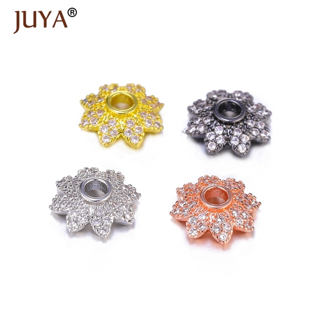 Koralik do biżuterii Juya z cyrkonią, w kształcie kwiatu, złoto różowe, czarne (8mm / 10mm / 12mm) - Wianko - 14