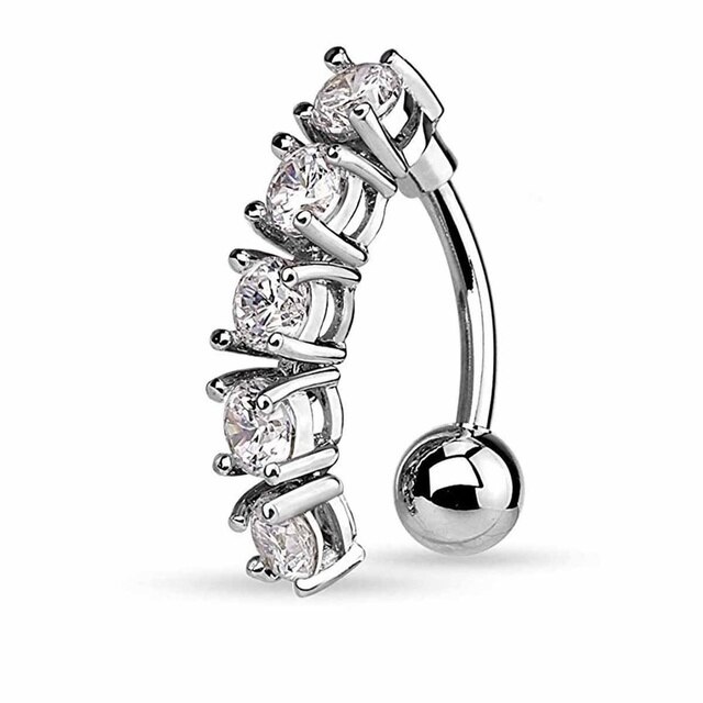 Pierścień do pępka Delysia King z kryształami - różowe złoto, wiszące kwiaty, seksowny pasek - Wianko - 5