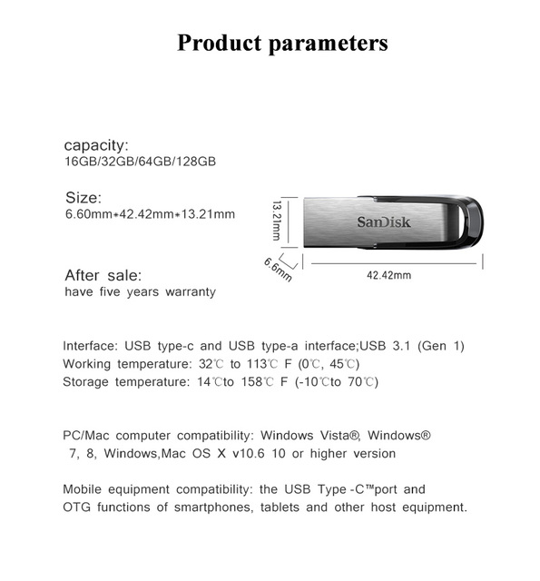 SanDisk pamięć USB CZ73 16GB/32GB/64GB/128GB - szybka, mini pendrive Flash USB 2.0 dla komputera - Wianko - 5