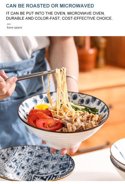 Miseczka stołowa do sałatek i zup, japońska ceramika, 8 cali, ręcznie malowana - Wianko - 5