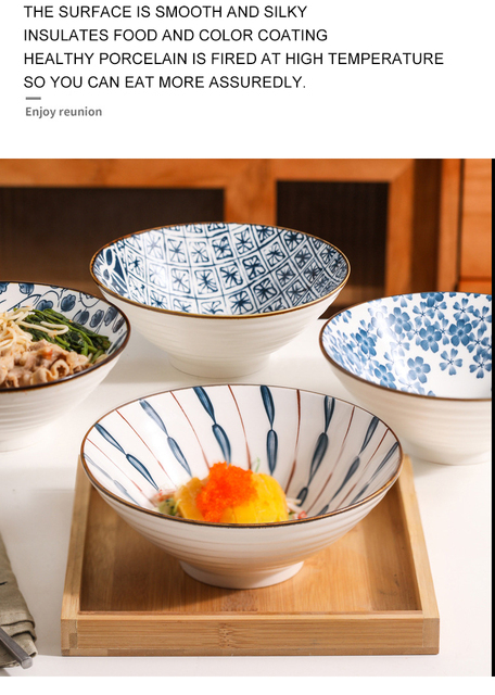 Miseczka stołowa do sałatek i zup, japońska ceramika, 8 cali, ręcznie malowana - Wianko - 4