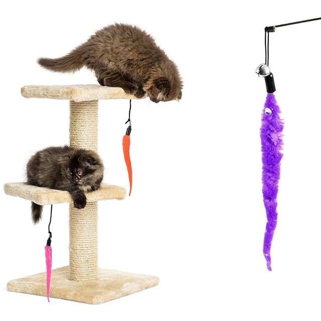 Zabawka dla kota - 6 różdżek Robak w 5 kolorach z dzwonkiem, interaktywna - Wianko - 21
