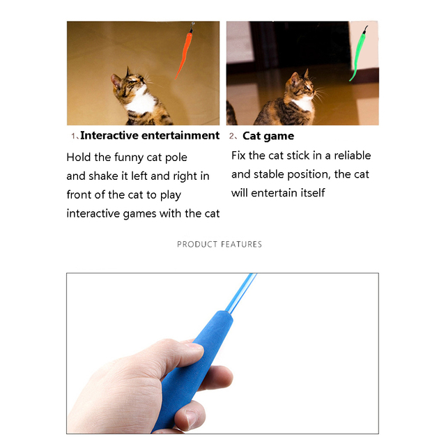 Zabawka dla kota - 6 różdżek Robak w 5 kolorach z dzwonkiem, interaktywna - Wianko - 17