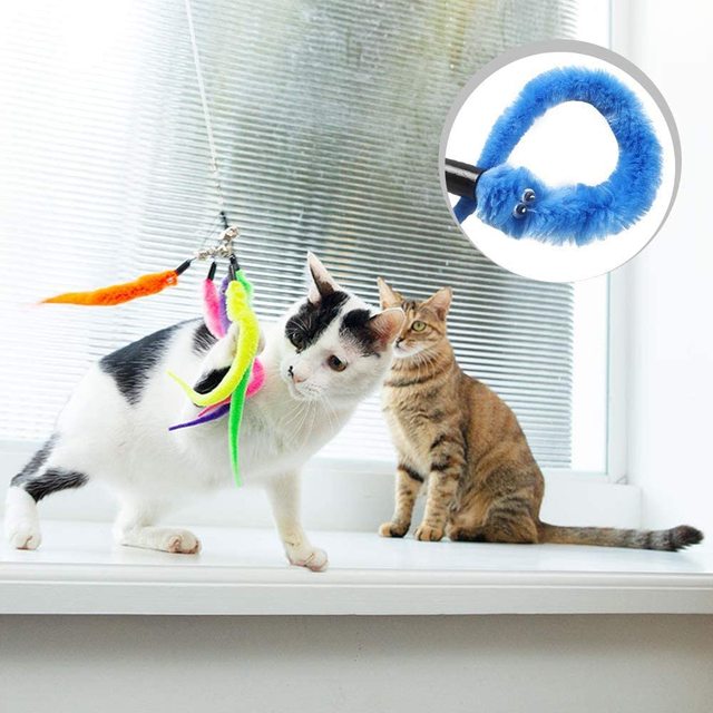 Zabawka dla kota - 6 różdżek Robak w 5 kolorach z dzwonkiem, interaktywna - Wianko - 22