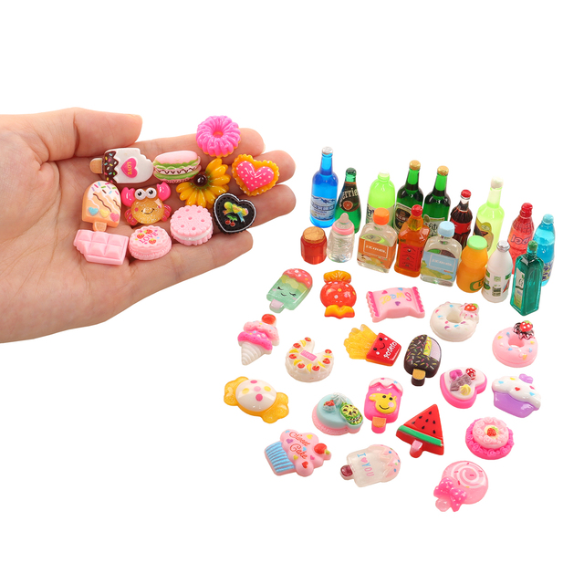 Zestaw 50 miniaturowych akcesoriów do domku dla lalek - Kawaii lalki, meble oraz jedzenie, w tym butelka, napój i cukierki dla Barbie i inne dzieci - Wianko - 4