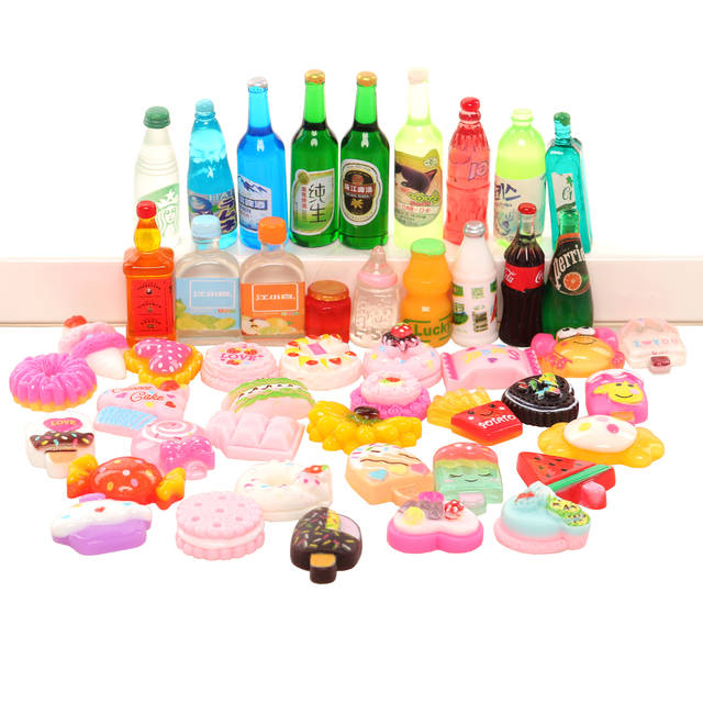 Zestaw 50 miniaturowych akcesoriów do domku dla lalek - Kawaii lalki, meble oraz jedzenie, w tym butelka, napój i cukierki dla Barbie i inne dzieci - Wianko - 2