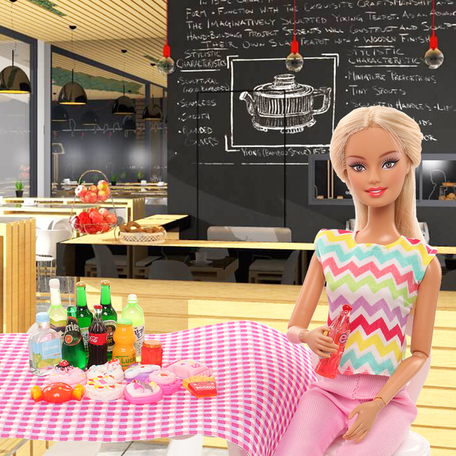 Zestaw 50 miniaturowych akcesoriów do domku dla lalek - Kawaii lalki, meble oraz jedzenie, w tym butelka, napój i cukierki dla Barbie i inne dzieci - Wianko - 7