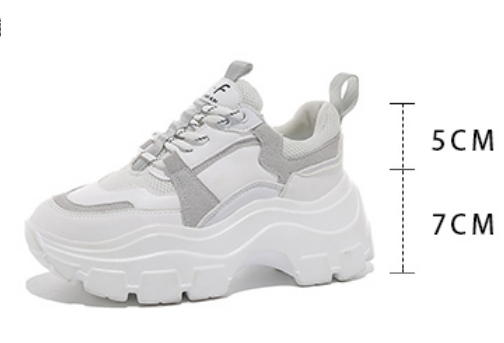 Koreańskie buty damskie marki Chunky Sneakers z grubą czarno-białą podeszwą platformy - Wianko - 1