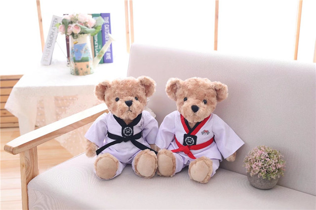 Miękki miś pluszowy w ubranku taekwondo - para niedźwiedzi, 35cm - Wianko - 1