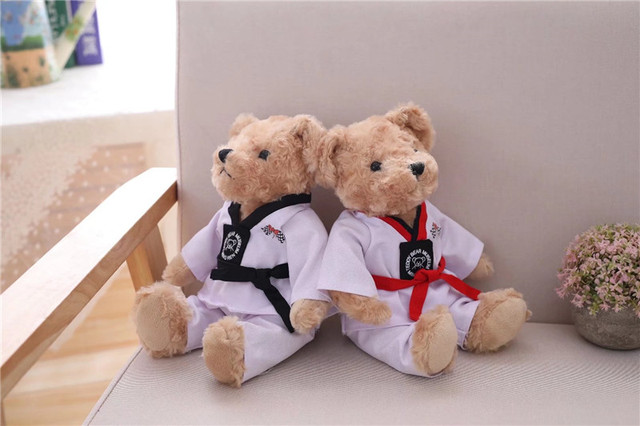 Miękki miś pluszowy w ubranku taekwondo - para niedźwiedzi, 35cm - Wianko - 2