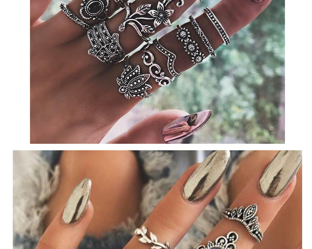 Pierścionki ZHINI Boho Vintage złote - zestaw pierścieni Knuckle dla kobiet, nowy wzór geometryczny z czarnym kryształem - biżuteria prezent Femme Bijoux - Wianko - 7