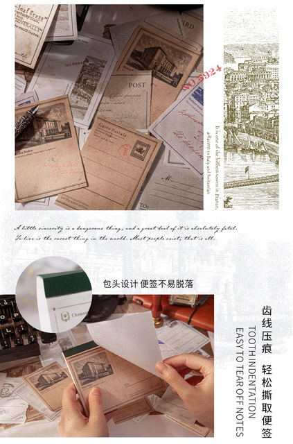 Pakiet 50 sztuk Vintage Town Story z serii Craft Paper: śmieci, dziennik, pamiętnik, album, scrapbooking - dekoracyjne retro, craft, materiał papieru - Wianko - 5