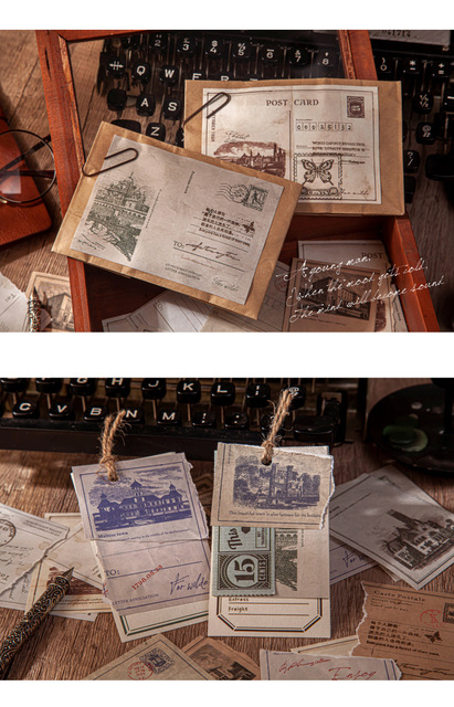 Pakiet 50 sztuk Vintage Town Story z serii Craft Paper: śmieci, dziennik, pamiętnik, album, scrapbooking - dekoracyjne retro, craft, materiał papieru - Wianko - 11