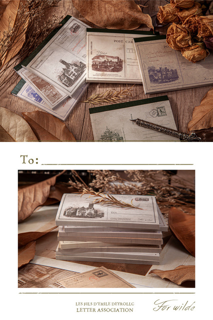 Pakiet 50 sztuk Vintage Town Story z serii Craft Paper: śmieci, dziennik, pamiętnik, album, scrapbooking - dekoracyjne retro, craft, materiał papieru - Wianko - 3