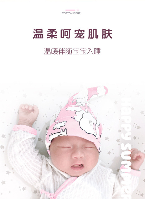 Czapki dla niemowląt - zestaw 3 sztuki, 0-6 miesięcy, cztery pory roku, bawełniane - Wianko - 6