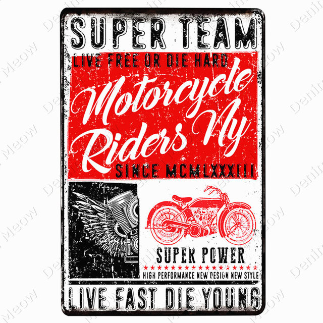 Plakietka Motocyklowego Klubu Retro Vintage Metal Nowy Jork - znak emaliowany do ozdoby garażu i jaskini motocyklisty (kod N398) - Wianko - 5