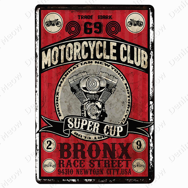 Plakietka Motocyklowego Klubu Retro Vintage Metal Nowy Jork - znak emaliowany do ozdoby garażu i jaskini motocyklisty (kod N398) - Wianko - 3