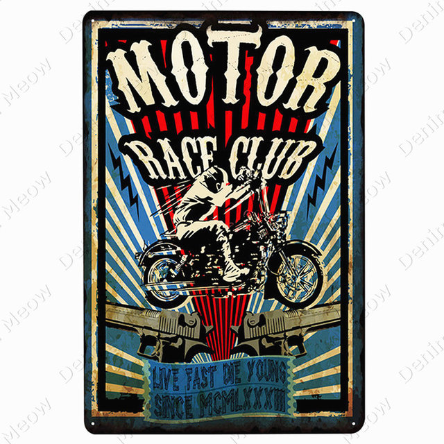 Plakietka Motocyklowego Klubu Retro Vintage Metal Nowy Jork - znak emaliowany do ozdoby garażu i jaskini motocyklisty (kod N398) - Wianko - 2