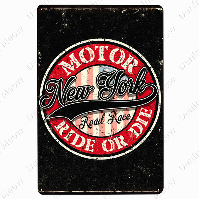 Plakietka Motocyklowego Klubu Retro Vintage Metal Nowy Jork - znak emaliowany do ozdoby garażu i jaskini motocyklisty (kod N398) - Wianko - 6