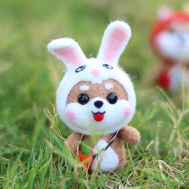 Zestaw filcowy do filcowania igłą arbuz Fox i głowa królika Cute Animal wełny Handmade DIY - Wianko - 5
