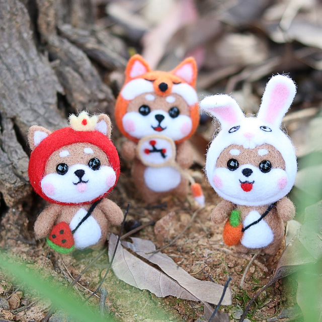 Zestaw filcowy do filcowania igłą arbuz Fox i głowa królika Cute Animal wełny Handmade DIY - Wianko - 1