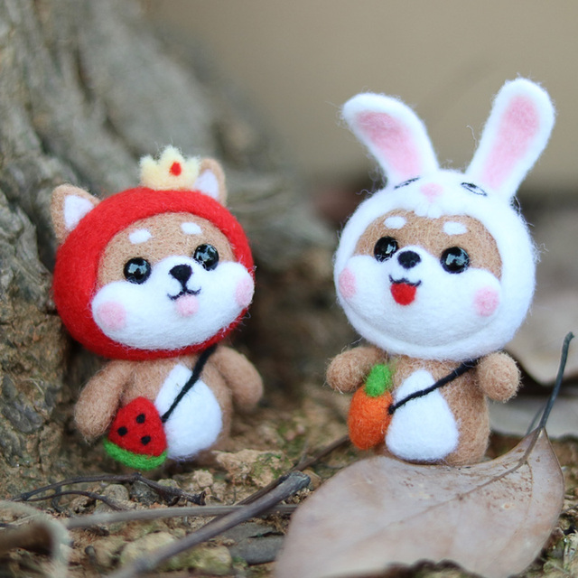 Zestaw filcowy do filcowania igłą arbuz Fox i głowa królika Cute Animal wełny Handmade DIY - Wianko - 3