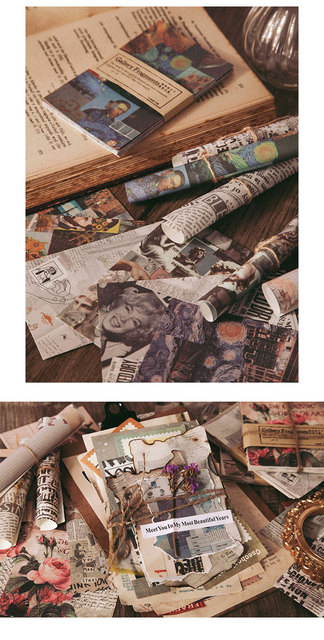Bloczek notesowy Dimi 50 sztuk galeria sztuki Fragment serii plakat w stylu Vintage gazeta papierowy materiał Decor Scrapbooking czasopisma kolaż stacjonarne - Wianko - 5