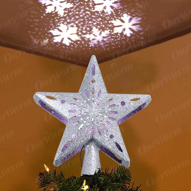 Gwiazda LED na szczyt choinki - projektor top Snowflake w kształcie drzewa świątecznego, dekoracja bożonarodzeniowa - Wianko - 3