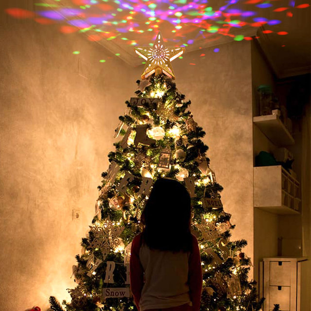 Gwiazda LED na szczyt choinki - projektor top Snowflake w kształcie drzewa świątecznego, dekoracja bożonarodzeniowa - Wianko - 5