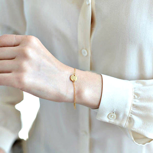 Złoty kolor srebrny regulowany łańcuch na rękę z literami - bransoletka dla kobiet - Wianko - 6