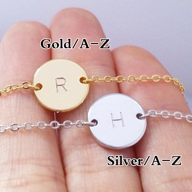 Złoty kolor srebrny regulowany łańcuch na rękę z literami - bransoletka dla kobiet - Wianko - 3