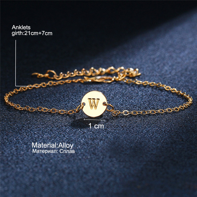 Złoty kolor srebrny regulowany łańcuch na rękę z literami - bransoletka dla kobiet - Wianko - 2