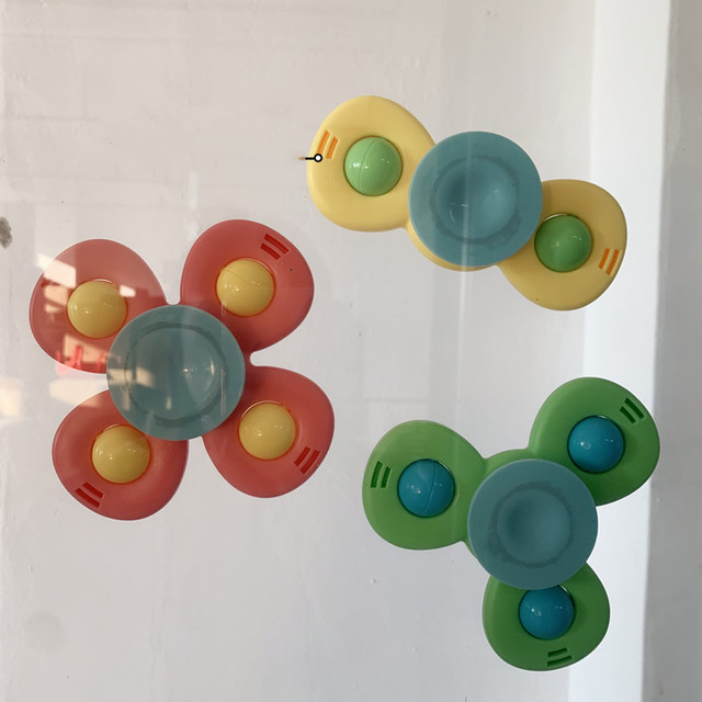 Zabawka kąpielowa: Nowa ulepszona i obrotowa musząca owad muzyka Baby Fingertip Top z przyssawką do kąpieli w kształcie kwiatu - Wianko - 2