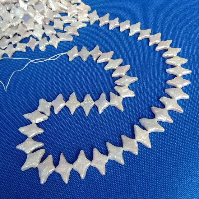 38 cm gwiazda barokowe perły koraliki w nici - 100% naturalne słodkowodne luźne perły, kształt gwiazdy barokowej, koralik: 9.7x14.7mm - Wianko - 14