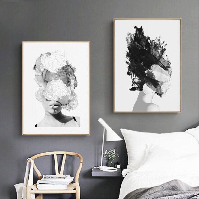 Freyja Woman - czarno-biały kolaż plakat z dziewczyną palącą, fotografia na płótnie o nowoczesnym stylu, dekoracja wnętrza w stylu skandynawskim - Wianko - 2