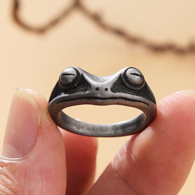 Pierścień żaba z motywem zwierzęcym dla mężczyzn i kobiet w stylu retro, wykonany ze stali nierdzewnej - Wianko - 31