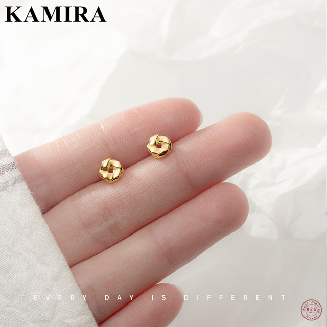 Kolczyki z klipem KAMIRA, wykonane z prawdziwego srebra 925, proste, skręcone kwiaty, eleganckie złote biżuteria, idealne na imprezy i do stylu Hip-Hop - Wianko - 1