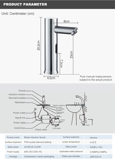 Bateria umywalkowa inteligentna Mart Sensor z czujnikiem podczerwieni do regulacji temperatury wody - Wianko - 10