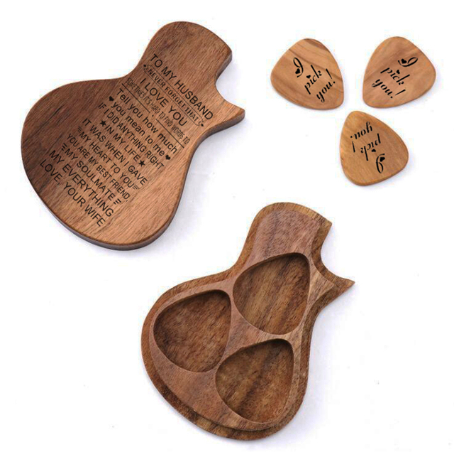 Personalizowany grawerowany orzech drewniany pick Dropshipping HHT016 dla miłośników gitar - Wianko - 5