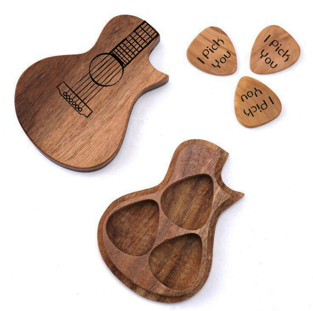 Personalizowany grawerowany orzech drewniany pick Dropshipping HHT016 dla miłośników gitar - Wianko - 9