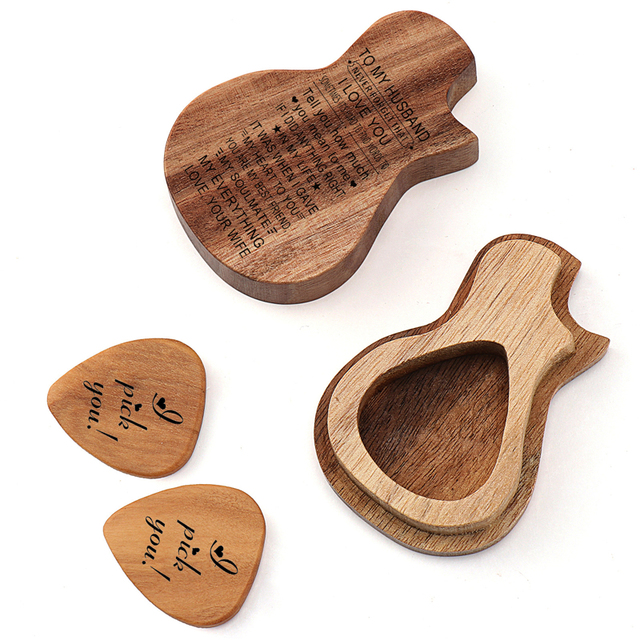 Personalizowany grawerowany orzech drewniany pick Dropshipping HHT016 dla miłośników gitar - Wianko - 6