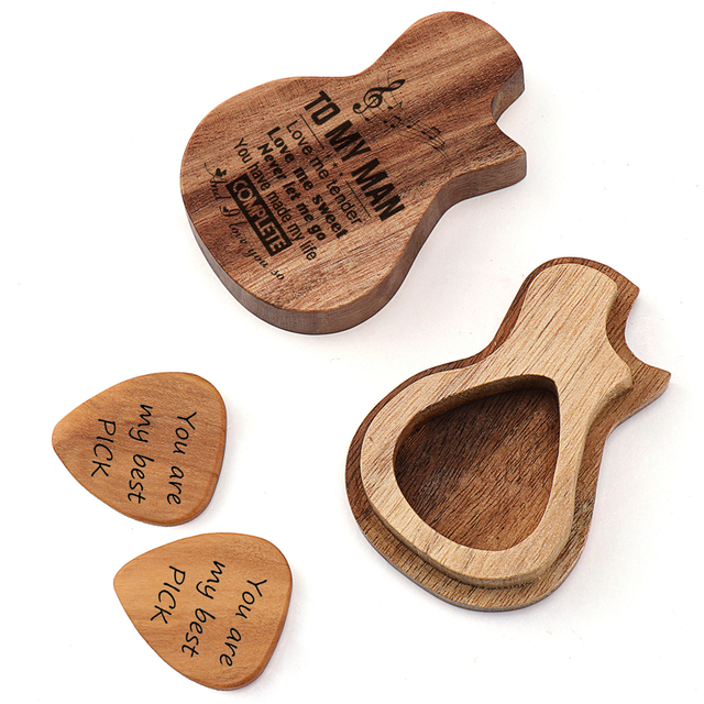 Personalizowany grawerowany orzech drewniany pick Dropshipping HHT016 dla miłośników gitar - Wianko - 14